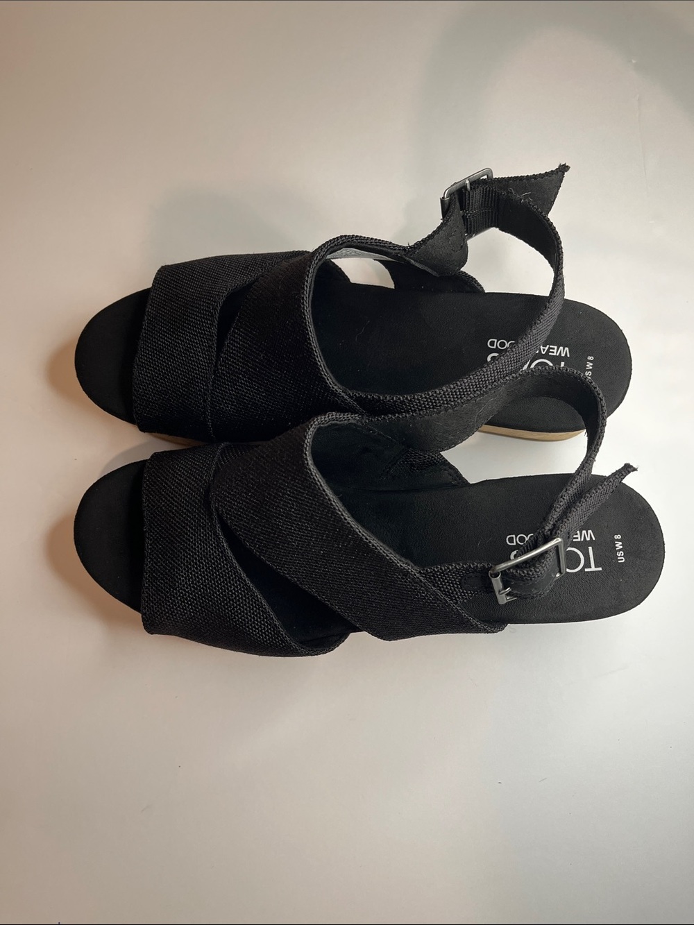 TOMS wear good Black Crisscross Stretch Slingback Sandals - Picture 2 of 10